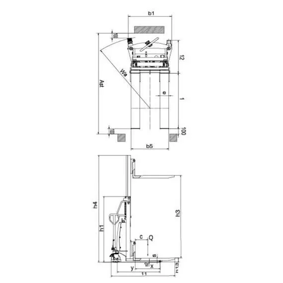 OXLIFT SES15 2500 мм 1500 кг Штабелер с электроподъемом и раздвижными вилами с доставкой по Москве, Грузоподъемность: 1.5 тонны (1500 кг), Высота подъема вил, м.: 2.5 м, Тип батареи: Кислотная, обслуживаемая купить по выгодной цене 100kwatt.ru