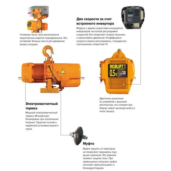 OCALIFT M005-01s 500 кг 12 м Таль цепная электрическая передвижная 380В М5 с доставкой по Москве купить по выгодной цене 100kwatt.ru